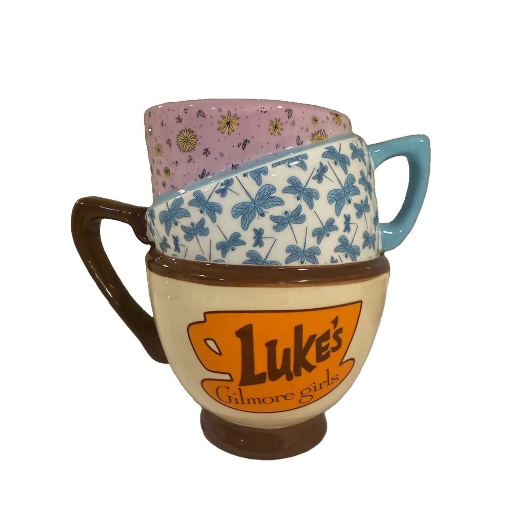 NEW Gilmore Girls Luke's Diner Dragonfly Inn Luke's Stacked Coffee Cups Cup Mug